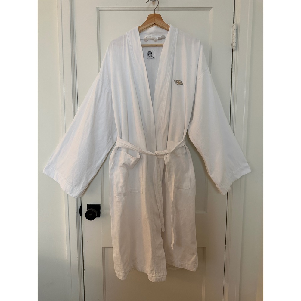 Disney Cruise Line x Frette White Cotton Waffle Robe O/S Mickey Embroidered